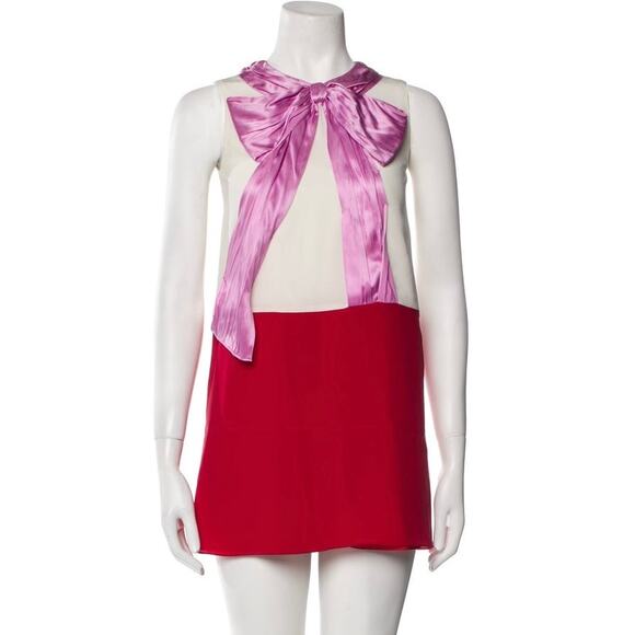 ❤️Gucci Colorblock Pattern Bow Neck Mini Dress❤️ - Picture 1 of 3